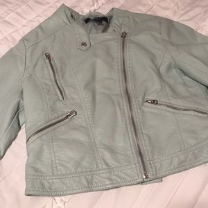 Mint green faux leather jacket